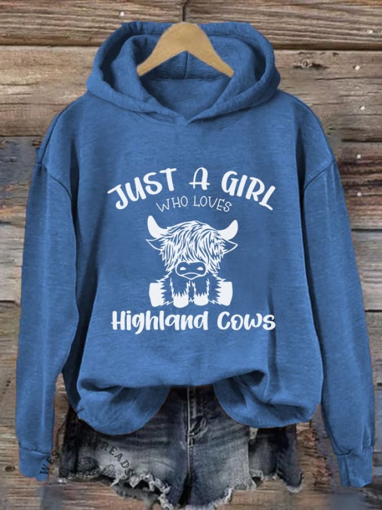 Women's Just A Girl Who Loves Highlands Cows Casual Hoodie