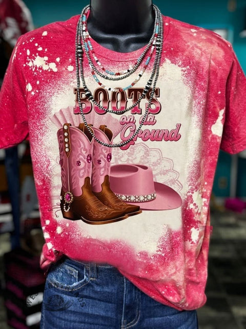 Boots On The Ground Print Bleach Tee