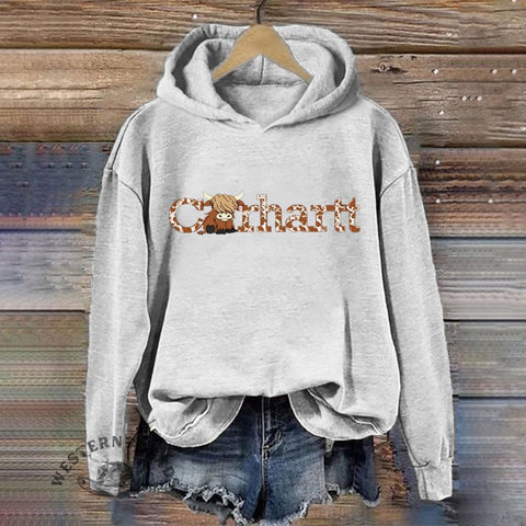 Highland Cow Print Basic Hoodie