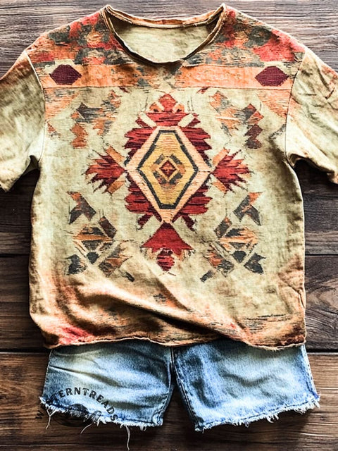 Aztec Art Print Casual T-shirt