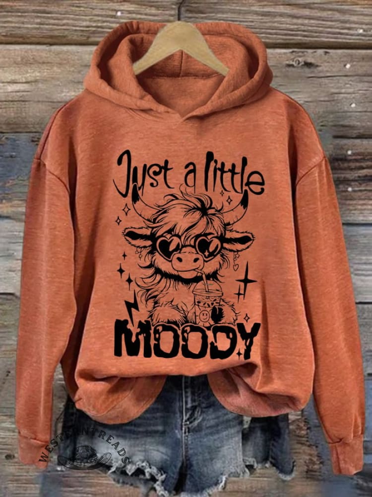 Women'S Western Highland Cow Print Casual Hoodie