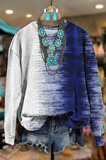 Western Gradient Print Sweatshirt