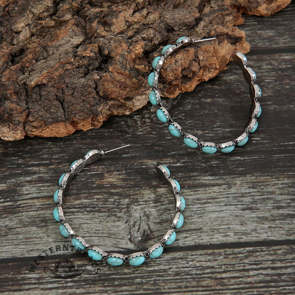 Retro Folk Style Peacock Blue Earrings