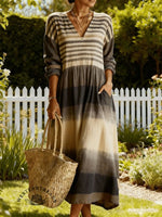 Women'S Casual Printed Long Sleeve Dress