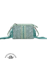 PU Genuine Leather Printed Bohemian Fringed Crossbody Bag