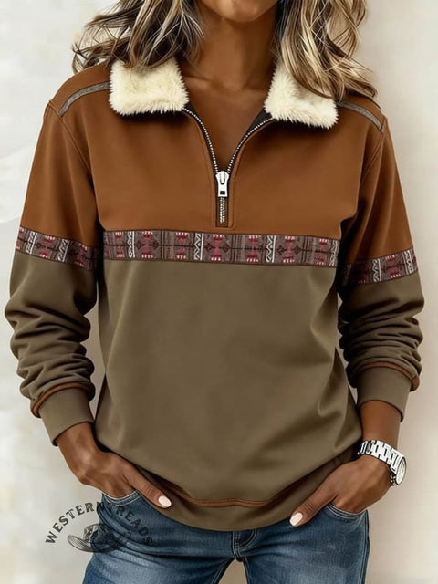 Women's Casual Color-Blocked Sweatshirt