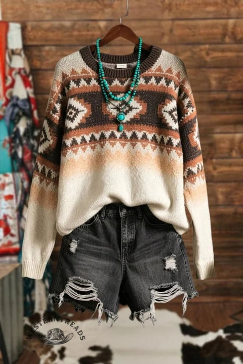 Western Turquoise Aztec Sweater