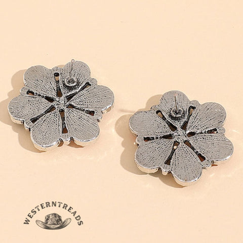 Colorful Flower Turquoise Stud Earrings
