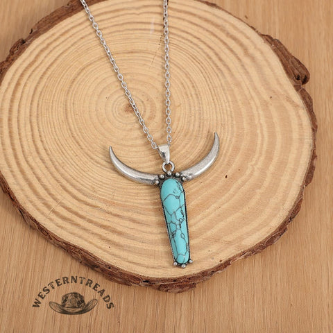 Turquoise Bull Head Necklace