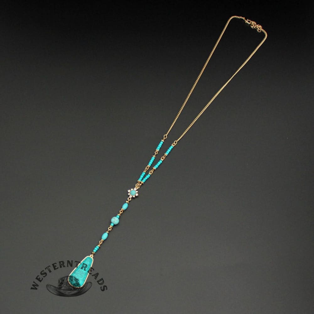 Classic Turquoise Long Beaded Necklace