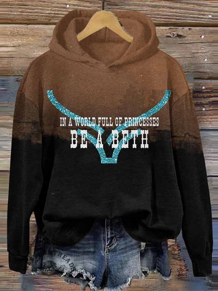 Retro Western Tv Inspired Lettering Casual Hoodie
