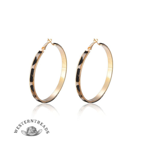 Bohemian Vintage Leopard Leather Round Hoop Earrings