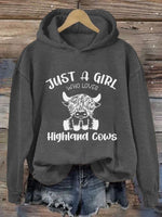 Women's Just A Girl Who Loves Highlands Cows Casual Hoodie