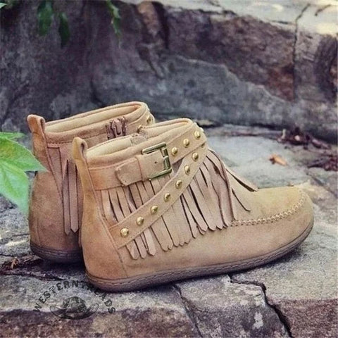 Retro Tassel Buckle Boots Shoes
