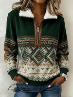 Women'S Casual Color-Blocked Print Sweatshirt