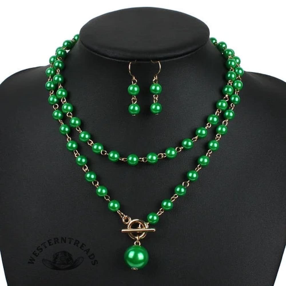 Elegant Pearl Necklace Earring Set