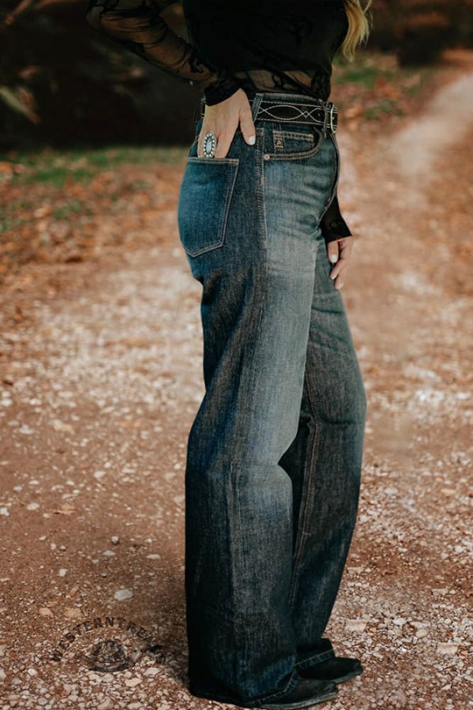 Retro Washed Wide Leg High Rise Jeans