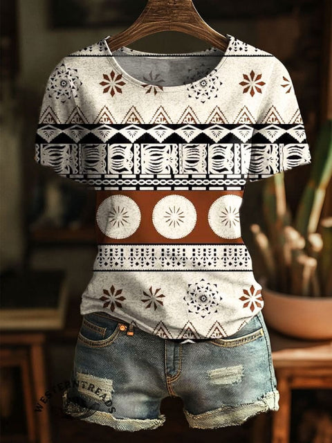 Women's Retro Floral Print Casual Top