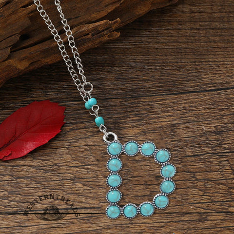 Ethnic Style Turquoise Letter Long Necklace