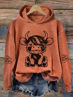 Women's Highland Cow Casual Hoodie Sweatshirt