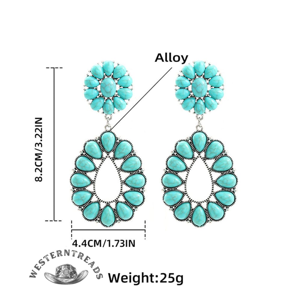 [High-quality texture]Turquoise Floral Earrings
