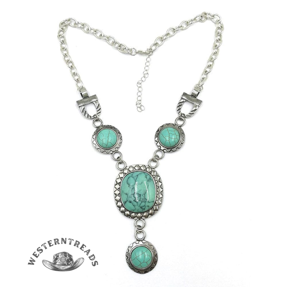 Vintage Unique Design Turquoise Oval Pendant Necklace