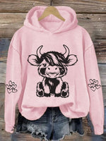 Women's Highland Cow Casual Hoodie Sweatshirt