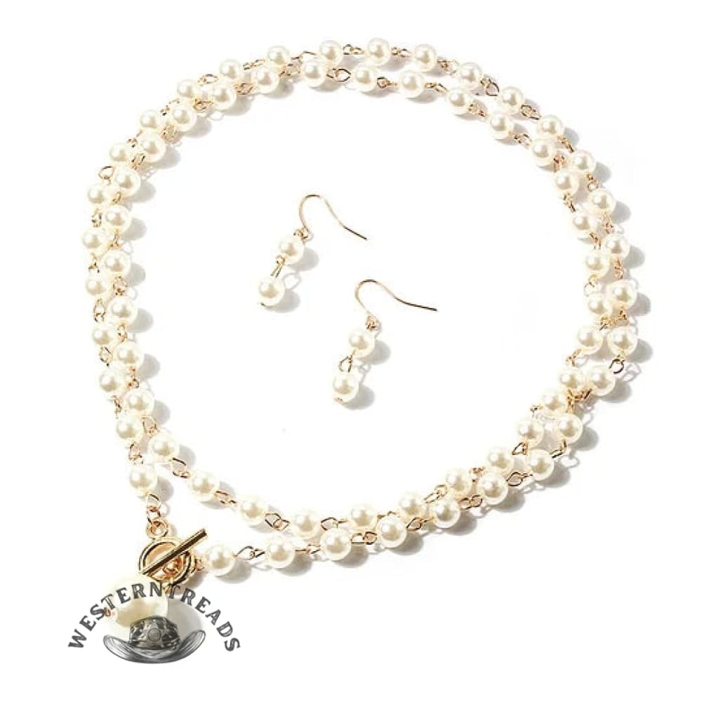 Elegant Pearl Necklace Earring Set