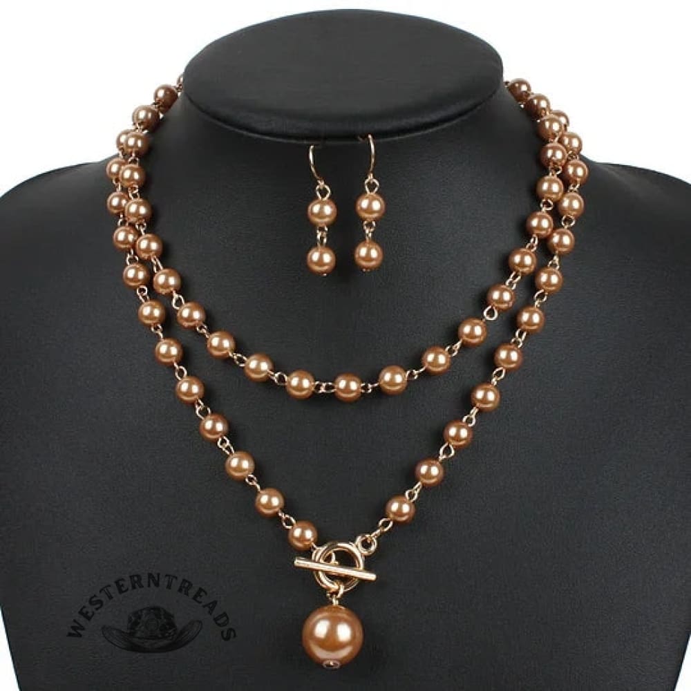 Elegant Pearl Necklace Earring Set