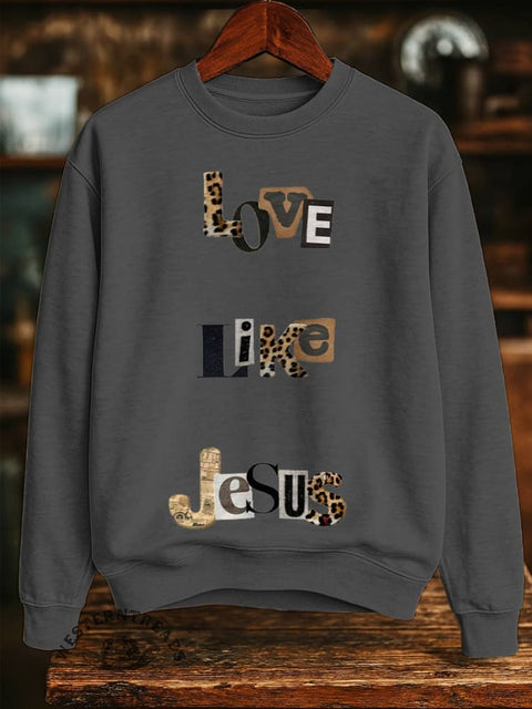 Jesus Print Casual Cotton Sweatshirt