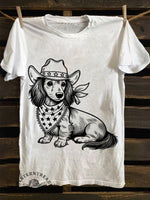 West Cowboy Dog Print T-shirt