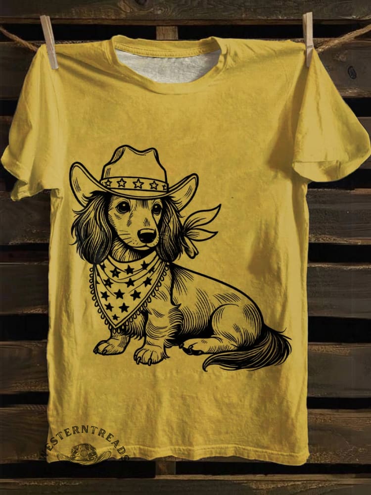 West Cowboy Dog Print T-shirt