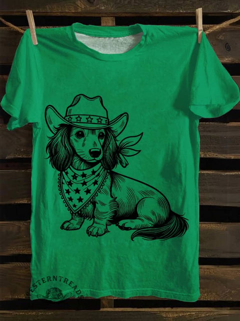 West Cowboy Dog Print T-shirt