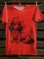 West Cowboy Dog Print T-shirt
