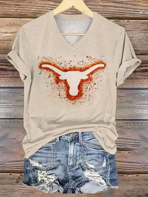 Women's Classic West V-neck Casual T-Shirt