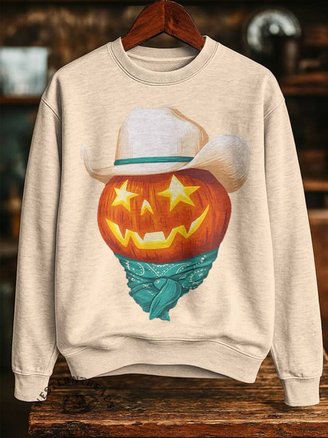 Pumpkin Print Casual Cotton Sweatshirt