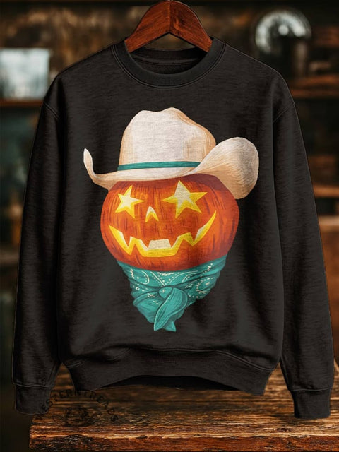 Pumpkin Print Casual Cotton Sweatshirt