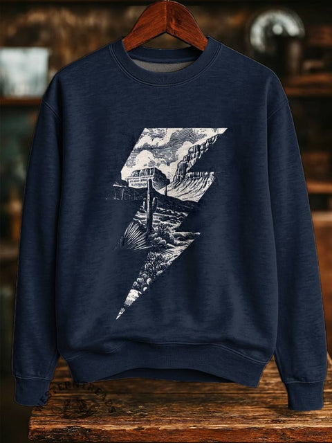 Western Desert Print Casual Cotton Sweatshirt