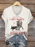 Women's Dog Print V-neck Casual T-Shirt