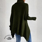 Women's Long Turtleneck Solid Color Sweater With Irregular Hem