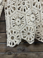 Vintage Western Art Soft Casual Crocheted Flowers Shirt