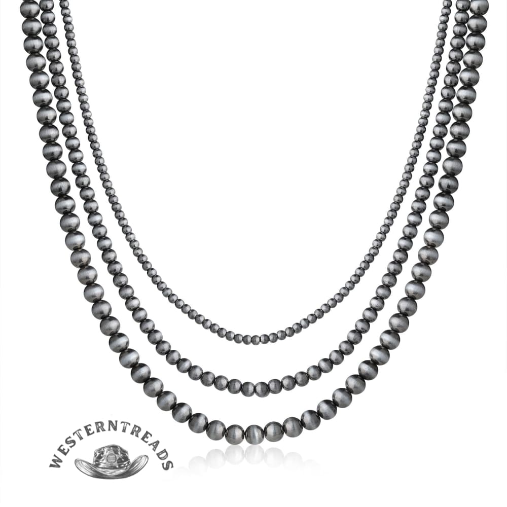 Very popular ✨Navajo Imitation Pearl Premium Brushed Shiny Black Necklace 3 piece Set