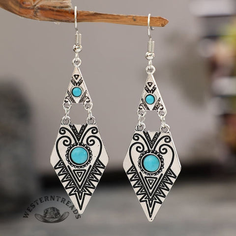 Women's Bohemian Metal Turquoise Drop Earrings