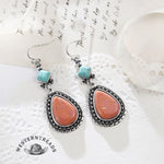 Vintage Pink Turquoise Silver Tear Drop Earrings