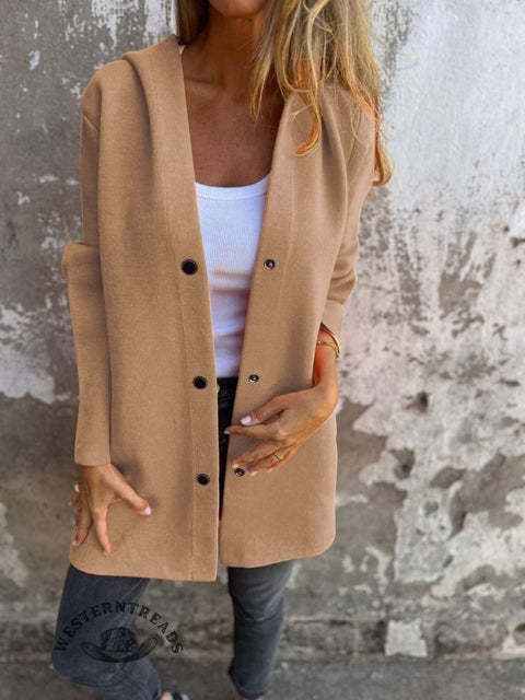 Women's Fall Outerwear Casual Plain Long Sleeve Hoodie Jacket Coat