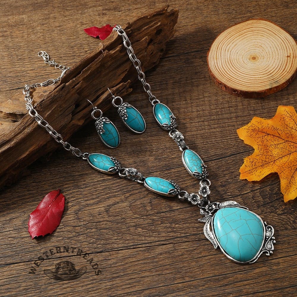 Turquoise necklace and earrings set