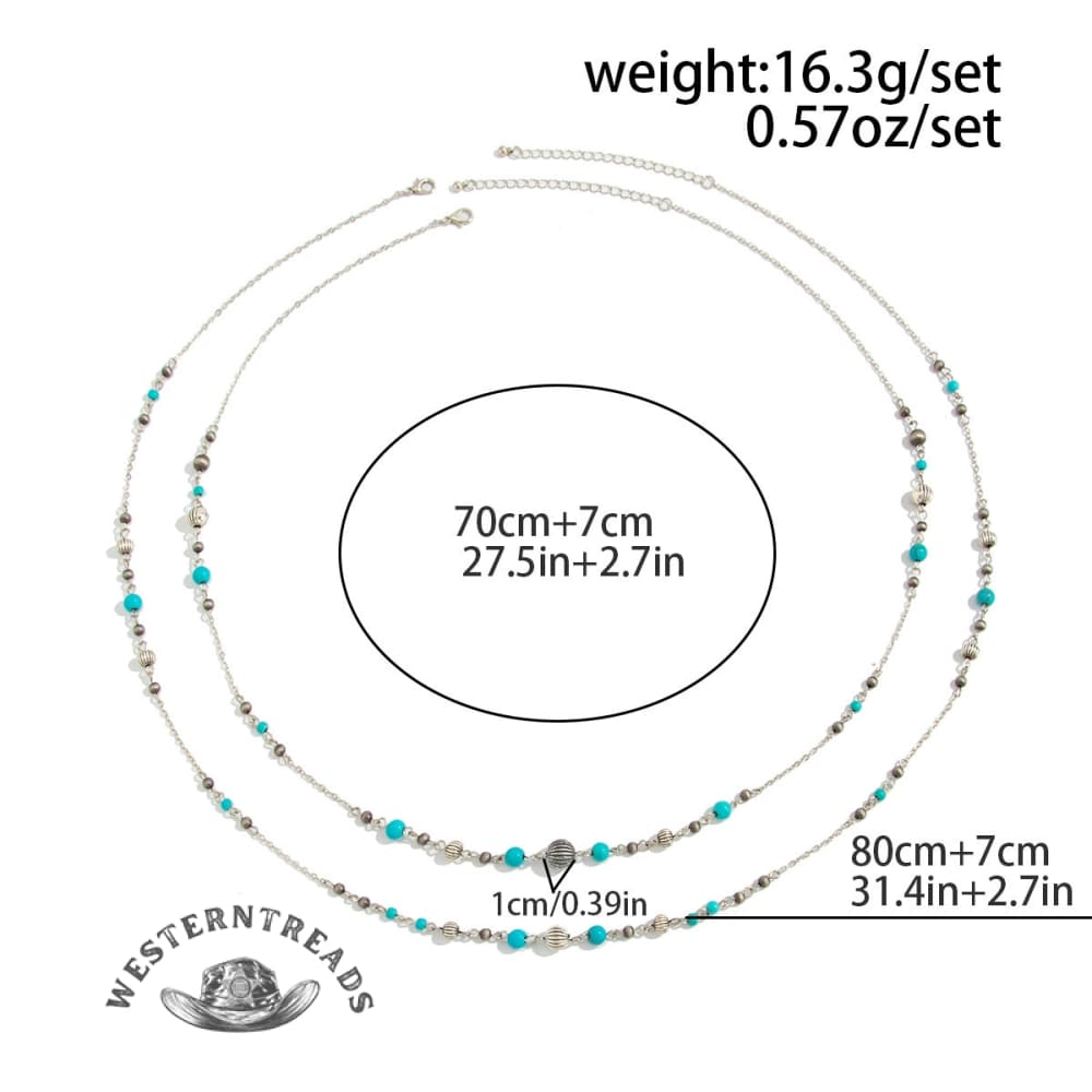 Blue Beaded Long Necklace