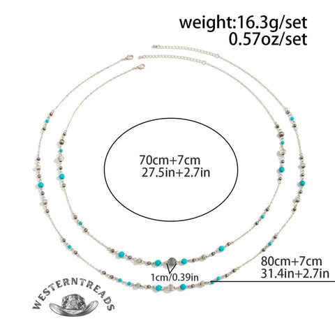 Blue Beaded Long Necklace