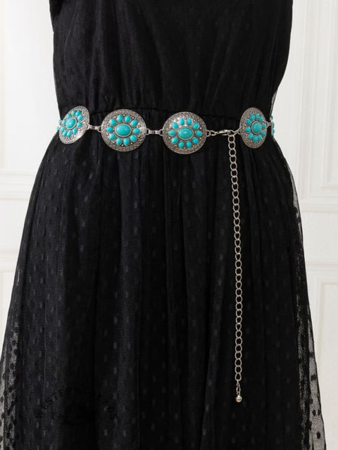 Western Bohemian ethnic style handmade turquoise waist chain belt
