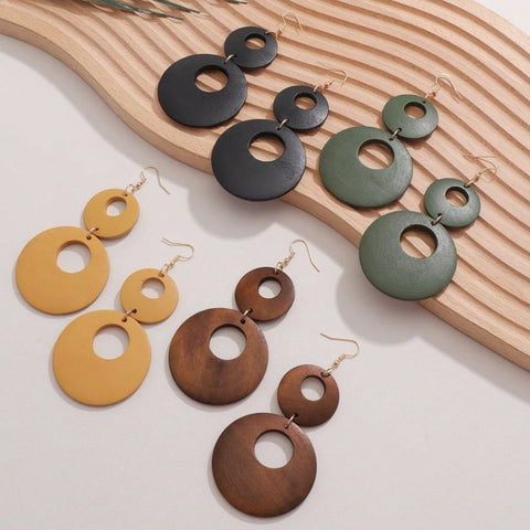 Exaggerated wooden earrings